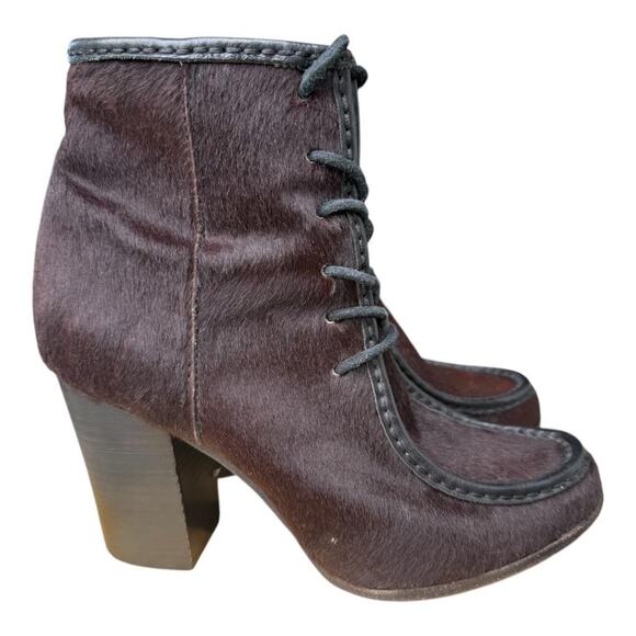 Frye Parker Moc Short Lace Up Bootie Boot Women size 8.5 Calf Hair - Picture 1 of 8